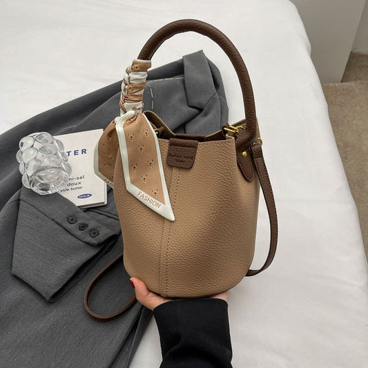 Fashionable Versatile Silk Scarf Tote Bucket Bag